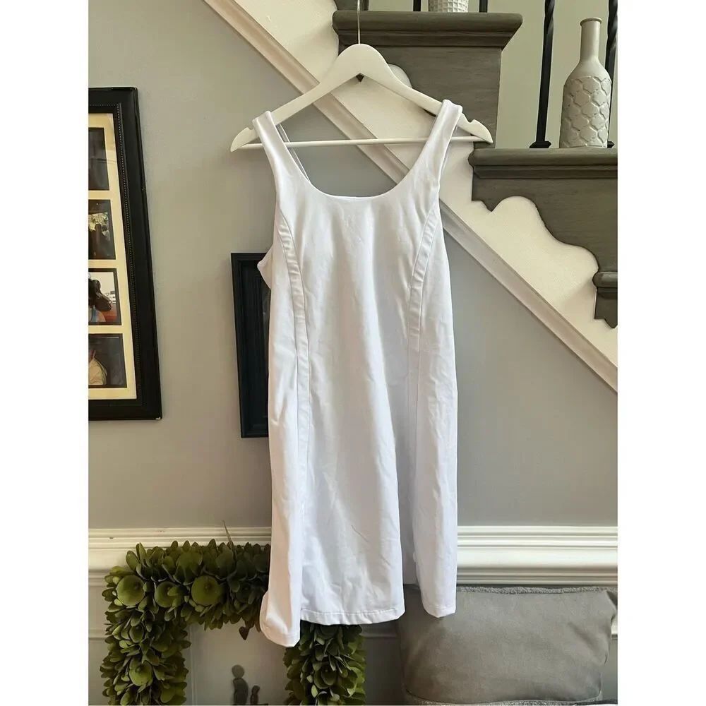 Carley Jean Los Angeles White Shelf Bra Tennis Dress sz L EUC